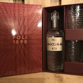 Poli Marconi 46 gin gaveske med 2 Poli glas